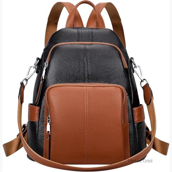 Genuine Leather Convertible Backpack Shoulder Bag Women's Medium Size